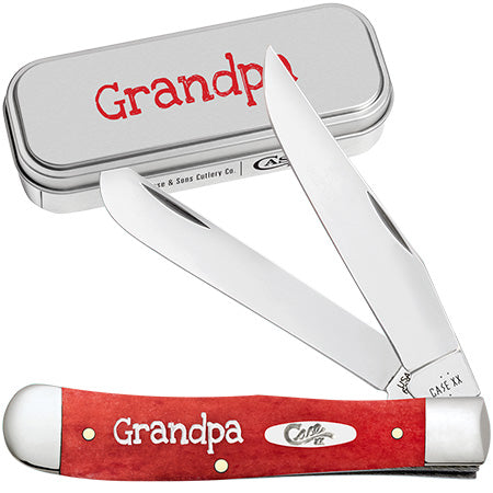 Case XX 10433 Trapper Smooth Dark Red Bone Grandpa