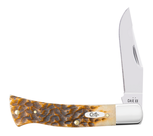 Case XX 10799 Axe Handle Peach Seed Jig Amber Bone