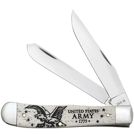 Case XX Trapper 15034 U.S. Army Embellished Smooth Natural Bone