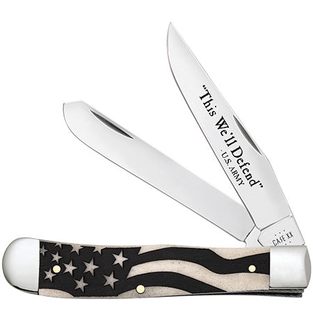 Case XX Trapper 15053 U.S. Army Embellished Smooth Natural Bone