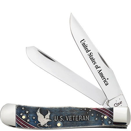 Case XX 16300 Trapper U.S. Veterans Embellished Natural Bone