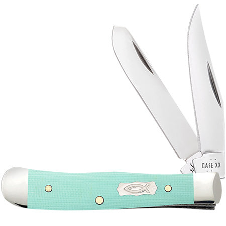 Case XX 18110 Tiny Trapper Seafoam Green G-10 Smooth