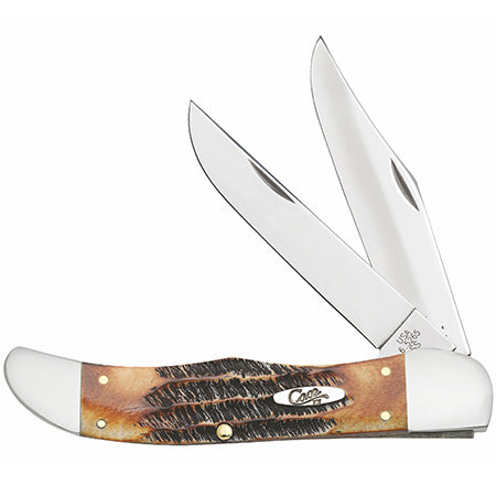 Case XX 3574 Folding Hunter 6.5 Bonestag W/Leather Sheath