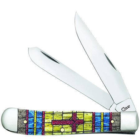 Case XX 38713 Trapper Stained Glass Natural Bone Cross