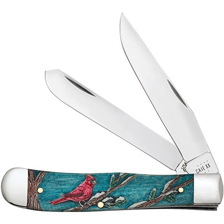Case XX 39159 Trapper Cardinal Embellished Natural Bone W/Color Wash