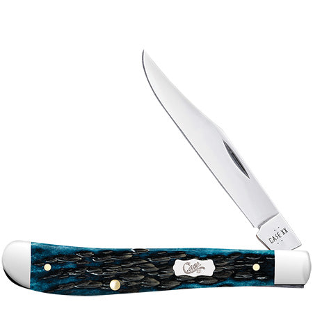 Case XX 51865 Slimline Trapper Pocket Worn Mediterranean Blue Bone Peach Seed Jig