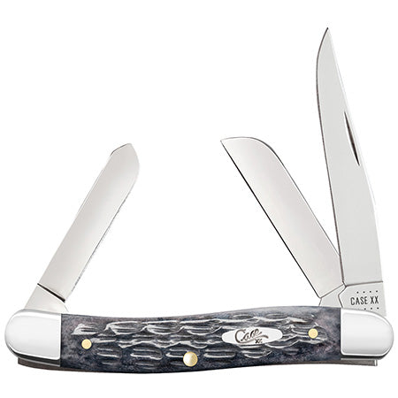 Case XX 58413 Medium Stockman Pocket Worn Crandall Jigged Gray Bone
