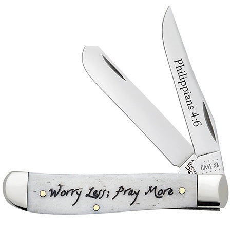 Case XX 60869 Mini Trapper Worry Less, Pray More Smooth Natural Bone
