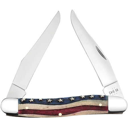 Case XX 64143 muskrat Star Spangled Red & Blue Natural Bone
