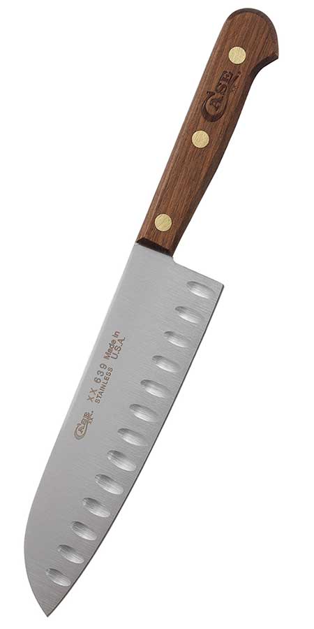 Case XX 7322 Kitchen Cutlery Walnut Wood Santoku Stainless Knife