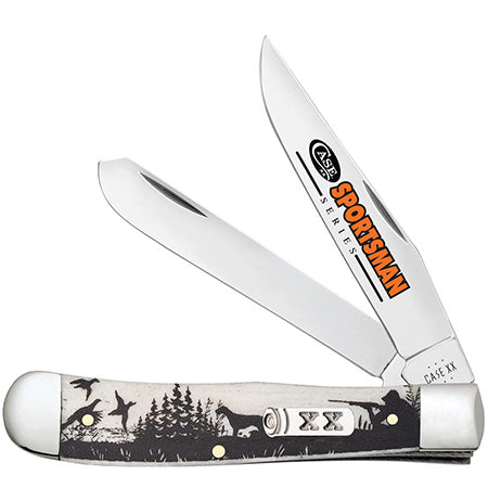 Case XX 81224 Trapper Hunter/W Dog Embellished Smooth Natural Bone