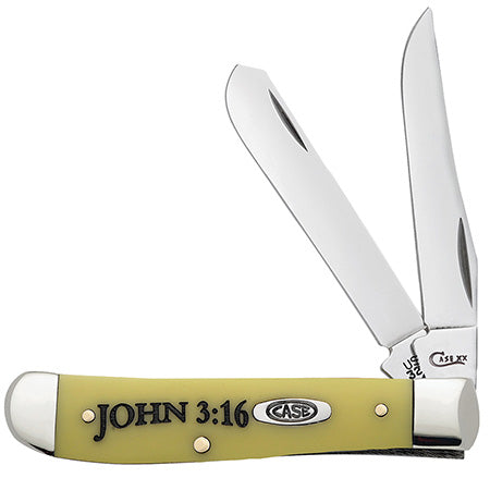 Case XX 8850 Mini Trapper John 3:16 Yellow Synthtic